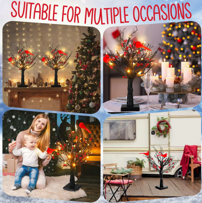 đChristmas Lighted Mini LED Tree With Red Berries