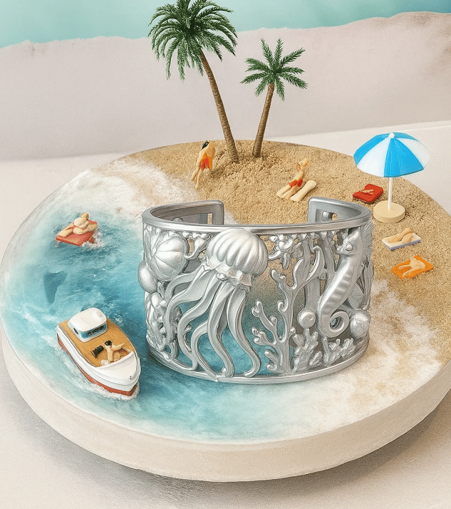 🔥Last Day 49% OFF - 🌊🪸Gorgeous Coral Reef Silver Sea Creature Bracelet✴️(Handcrafted in Sterling Silver)