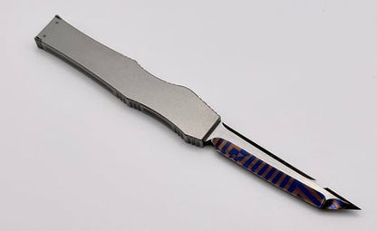 Marfione Custom Halo III Mini Star Grind Blued Mosaic Damascus Tanto w/ Stainless Steel Handle & Black Lip Pearl Inlays